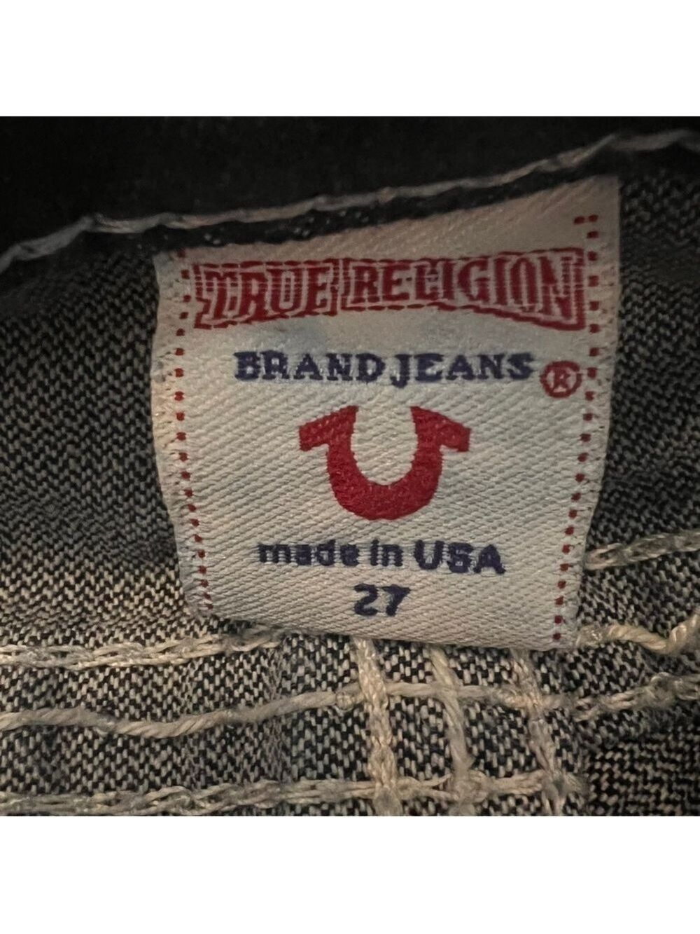 NWT True Religion Womens Johnny Big T Dark Wash Big Stitch Straight Leg Jeans 27 - Picture 9 of 13